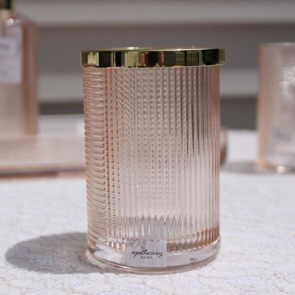 Apothecary Home Bathroom 5 Pc Colored Glass Accessory Collection Peachy Gold - Picture 11 of 16